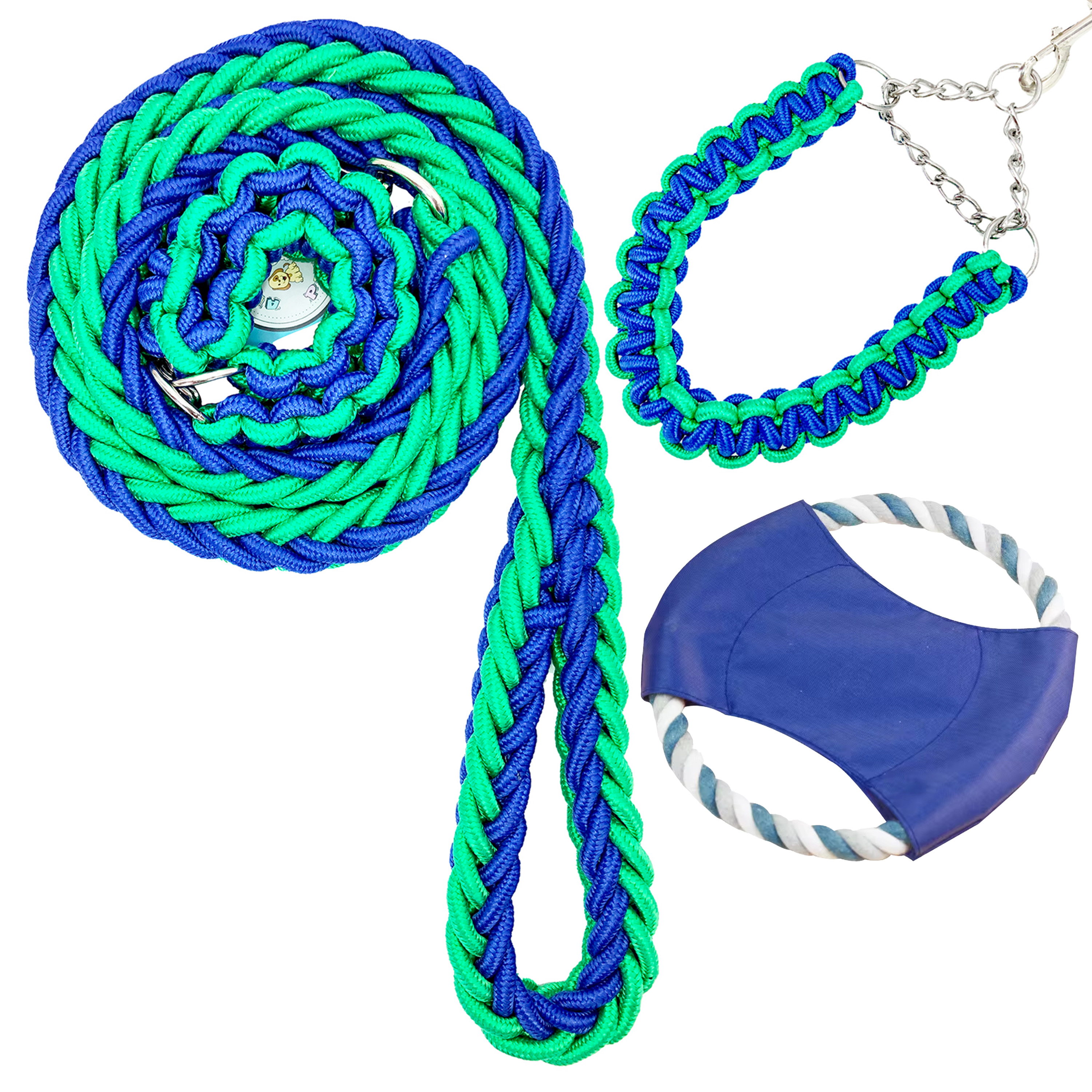 Correa colllar Perro Raza Grande seguridad Trenzada Bitonos.