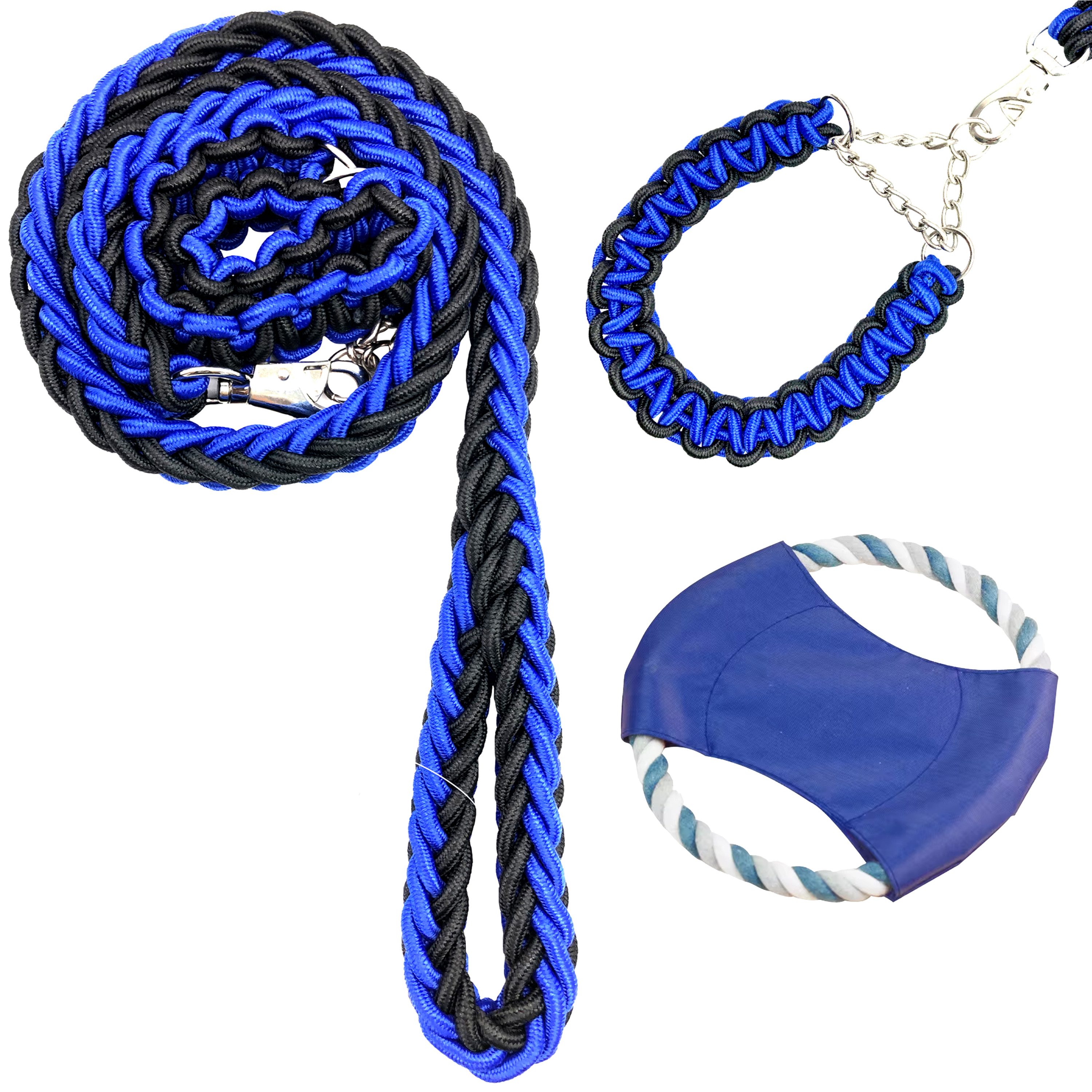 Correa colllar Perro Raza Grande seguridad Trenzada Bitonos.