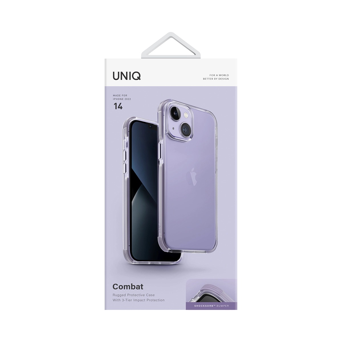 Funda Híbrida Para iPhone 14 Combat Transparente/Lila Uniq.