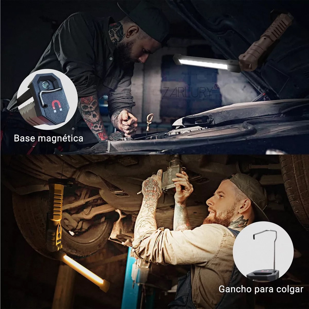 Lámpara De Iman Recargable Led Para Trabajo 7modos.