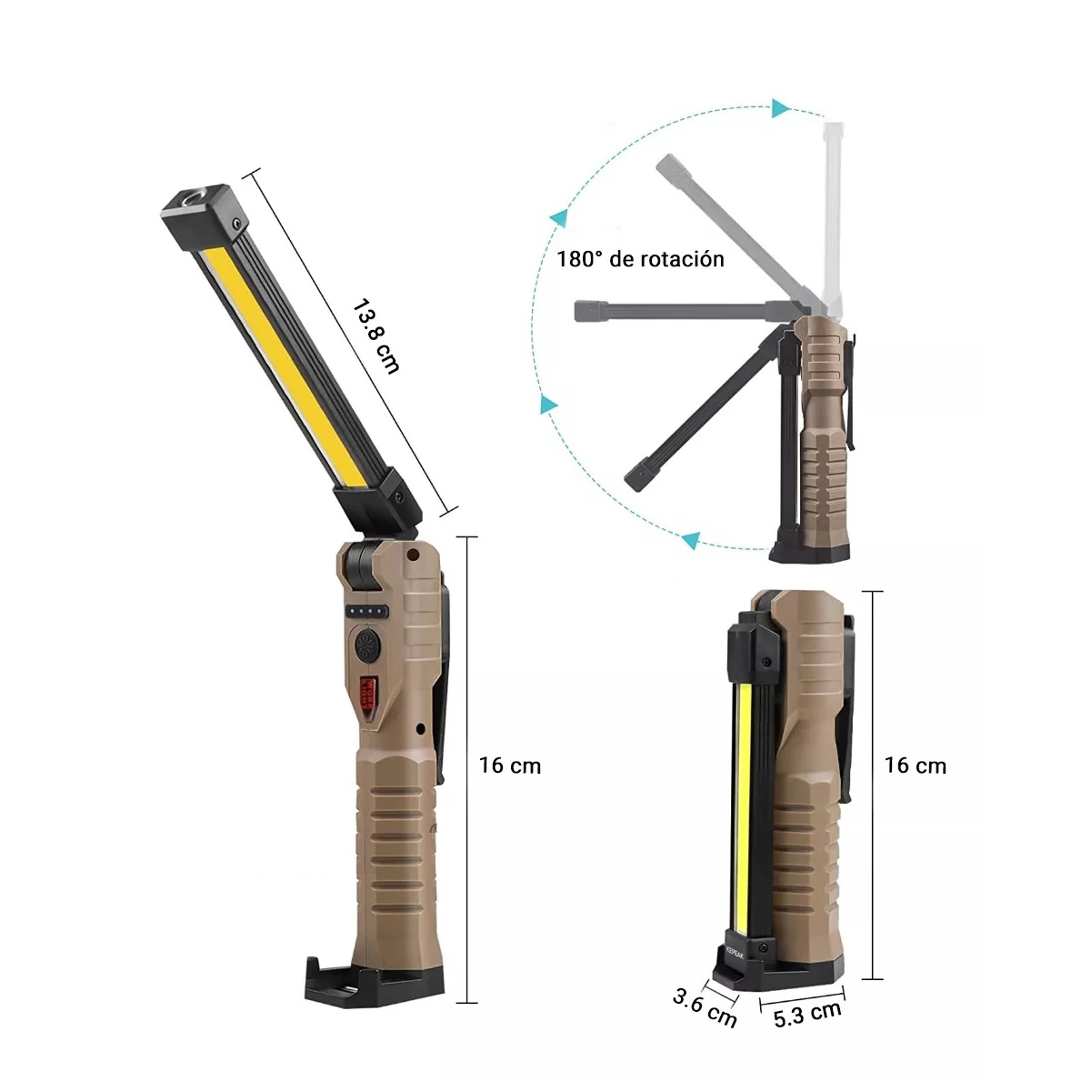Lámpara De Iman Recargable Led Para Trabajo 7modos.