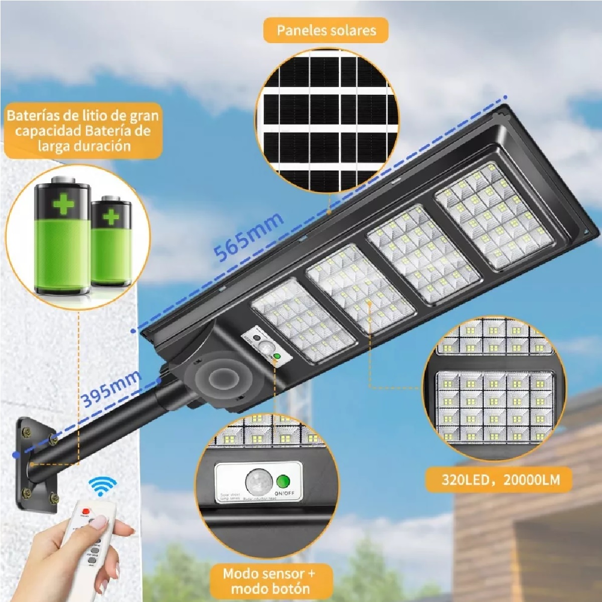 Lámpara Solar Para Exterior Suburban 300w.