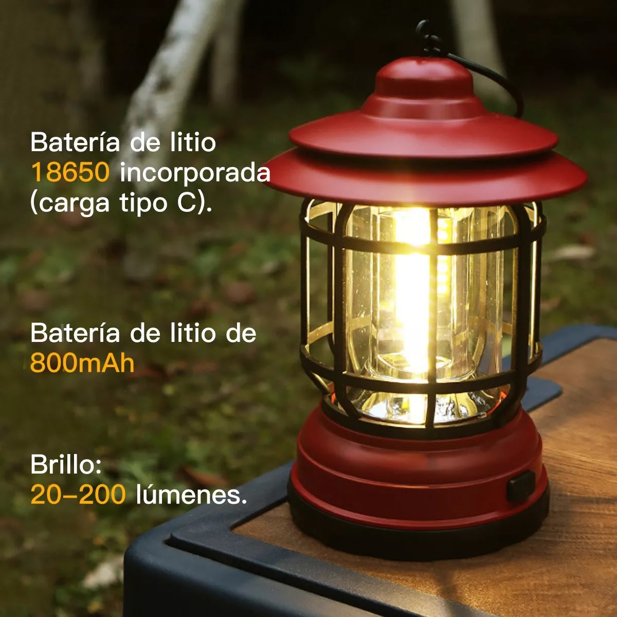 Lámpara Para Acampar Camping Recargables Linterna Rojo.