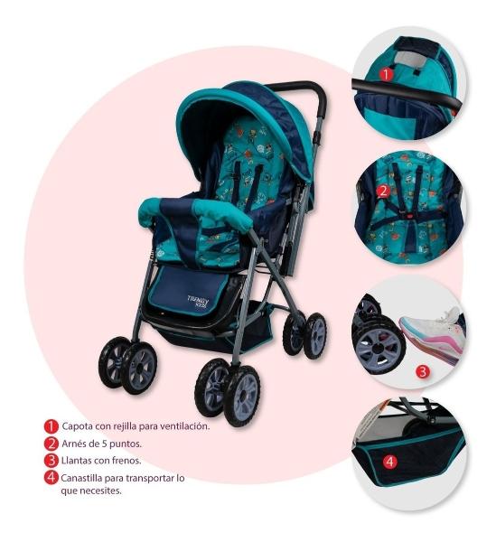 Carriola Para Bebé Trendy Kids Sonic Reversible Y Plegable Azul