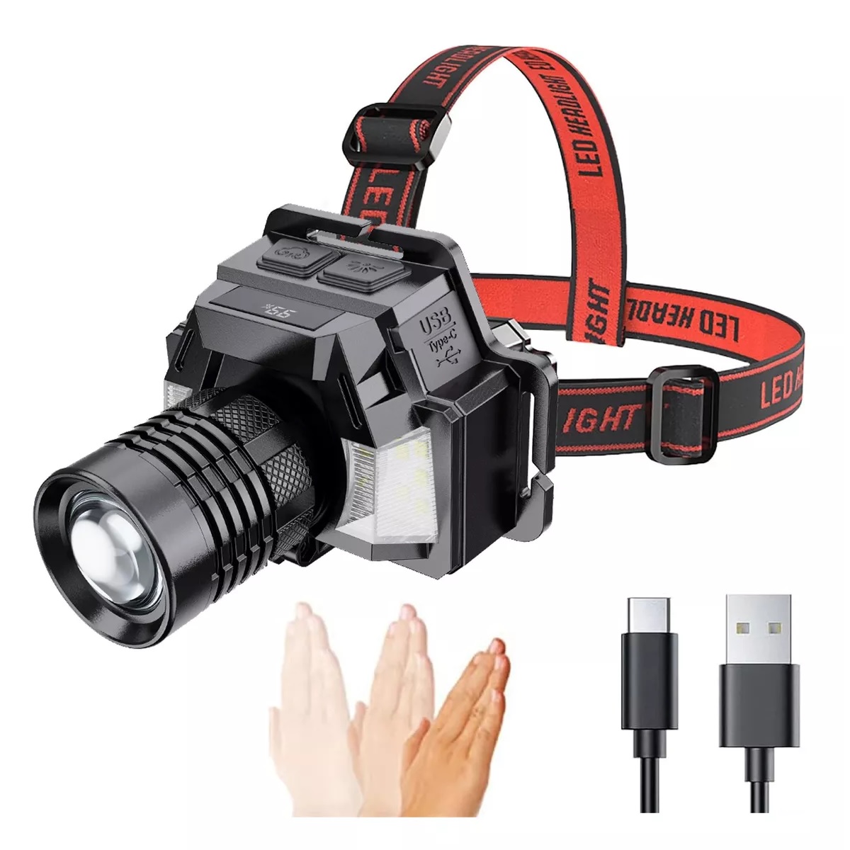 Lámpara Minero Inductivo Linterna Minera Recargable Cacería.