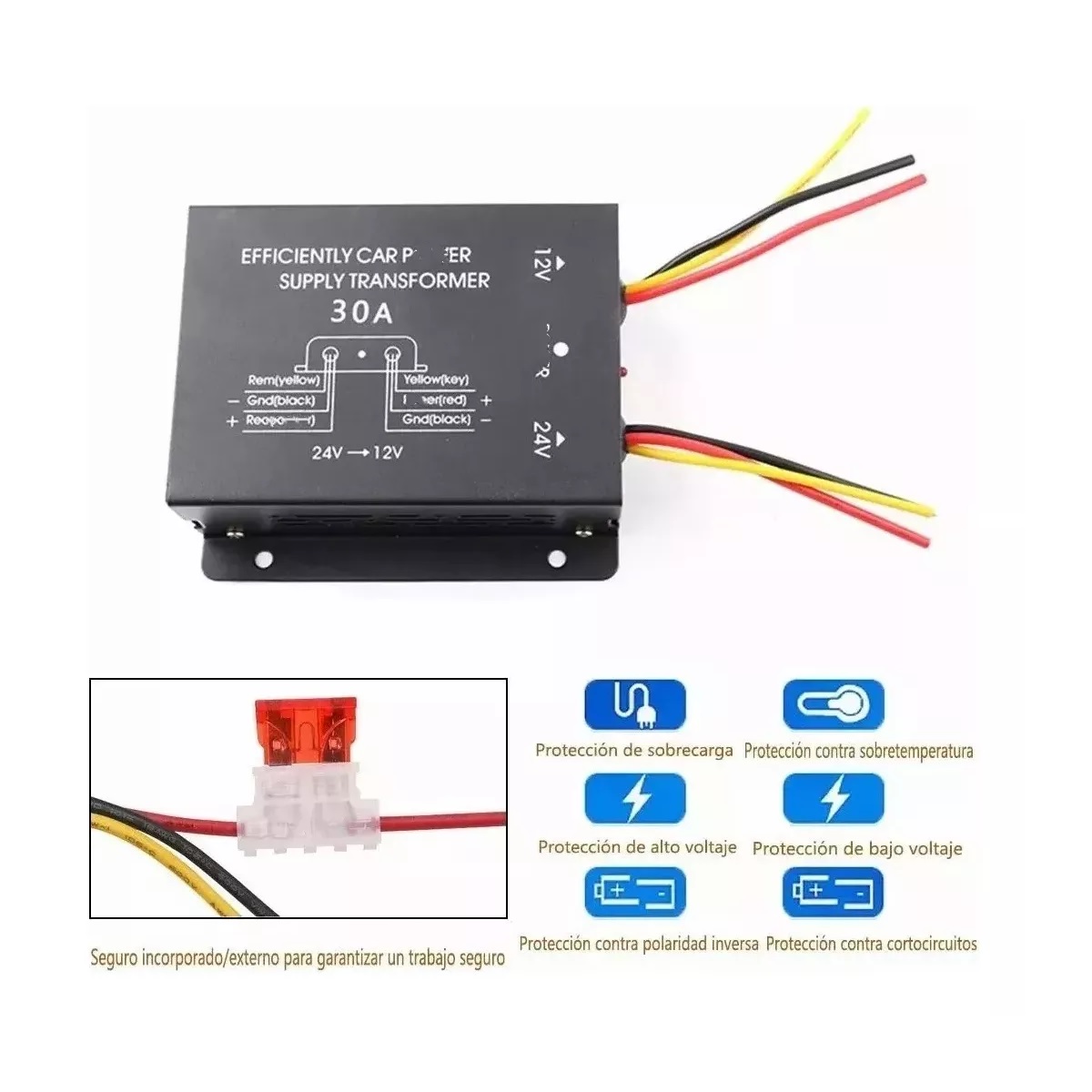 Convertidor Inversor De Voltaje De 24 V A 12 V Transformador.