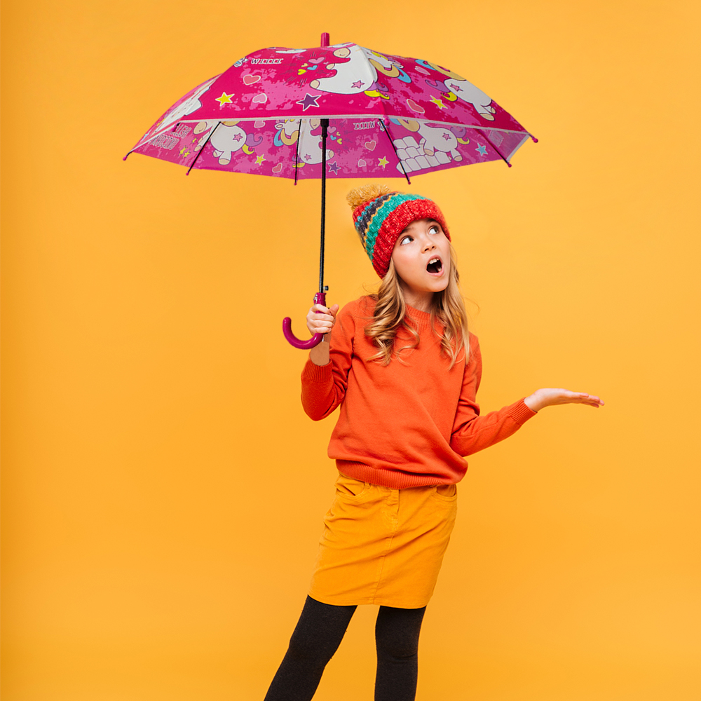 Paraguas Sombrilla Infantil Estampado De Colores Y Silbato.