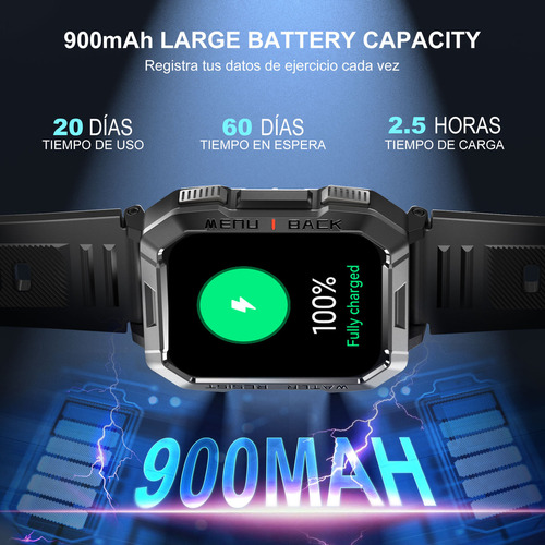 Reloj Inteligente Smart Watch Reloj Militar Para Hombre Blackview W60 Bluetooth Black 2.1 Sports, Ip68, 900mah, relojes inteligentes militares, relojes inteligentes con linterna.