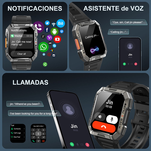 Reloj Inteligente Smart Watch Reloj Militar Para Hombre Blackview W60 Bluetooth Black 2.1 Sports, Ip68, 900mah, relojes inteligentes militares, relojes inteligentes con linterna.