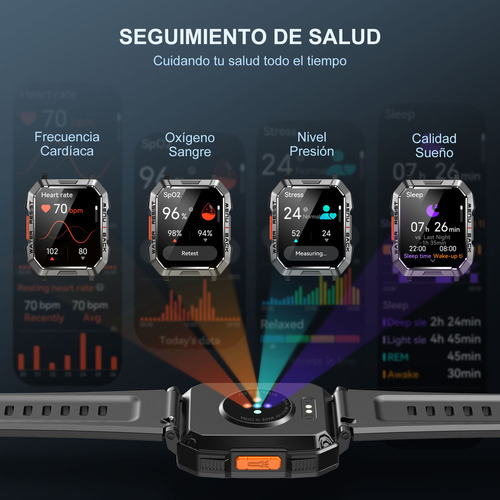 Reloj Inteligente Smart Watch Reloj Militar Para Hombre Blackview W60 Bluetooth Black 2.1 Sports, Ip68, 900mah, relojes inteligentes militares, relojes inteligentes con linterna.