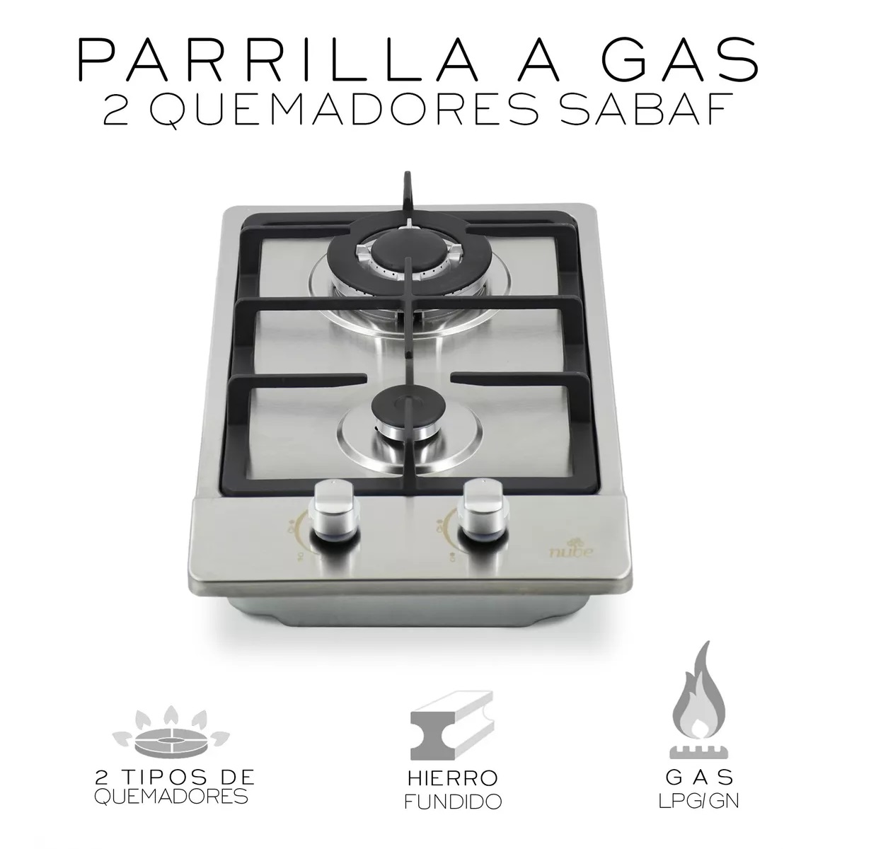 Parrilla empotrable 2 quemadores Gas Envio Gratis