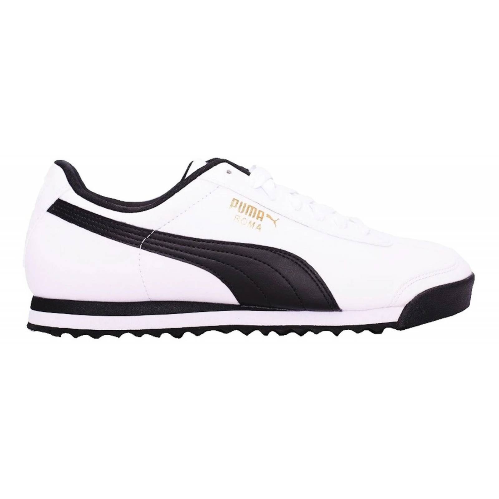 Tenis Puma Modelo ROMA BASIC Blanco/Negro Unisex.