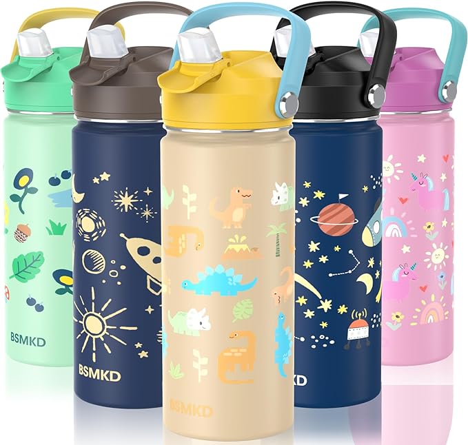 BSMKD Botella de Agua para Niños, Botella de Acero Inoxidable para
