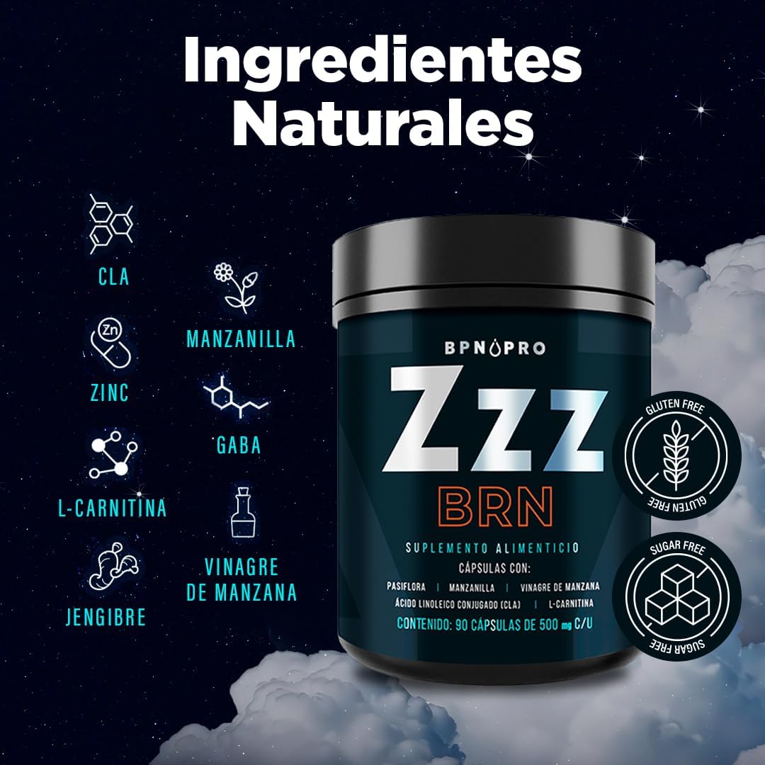 Quemador de Grasa Nocturno ZZZ BRN Carnitina CLA GABA Magnesio..