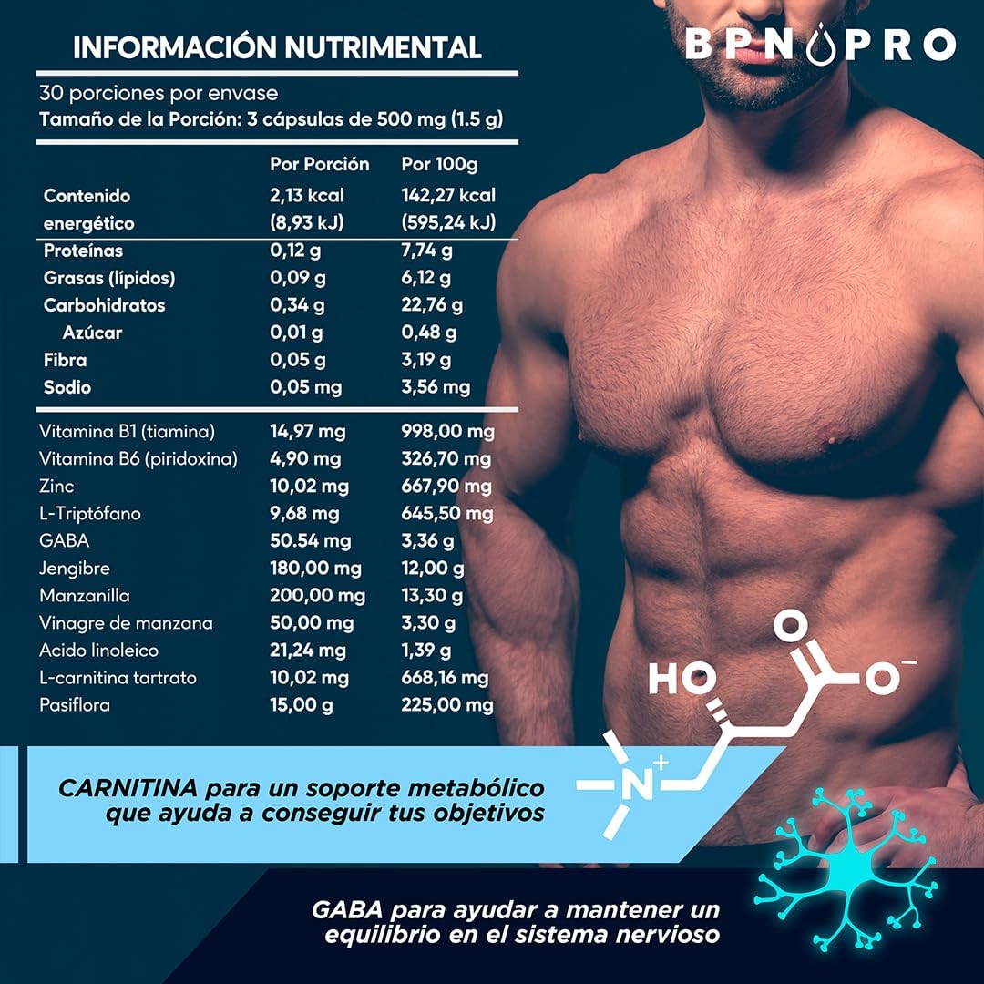 Quemador de Grasa Nocturno ZZZ BRN Carnitina CLA GABA Magnesio..