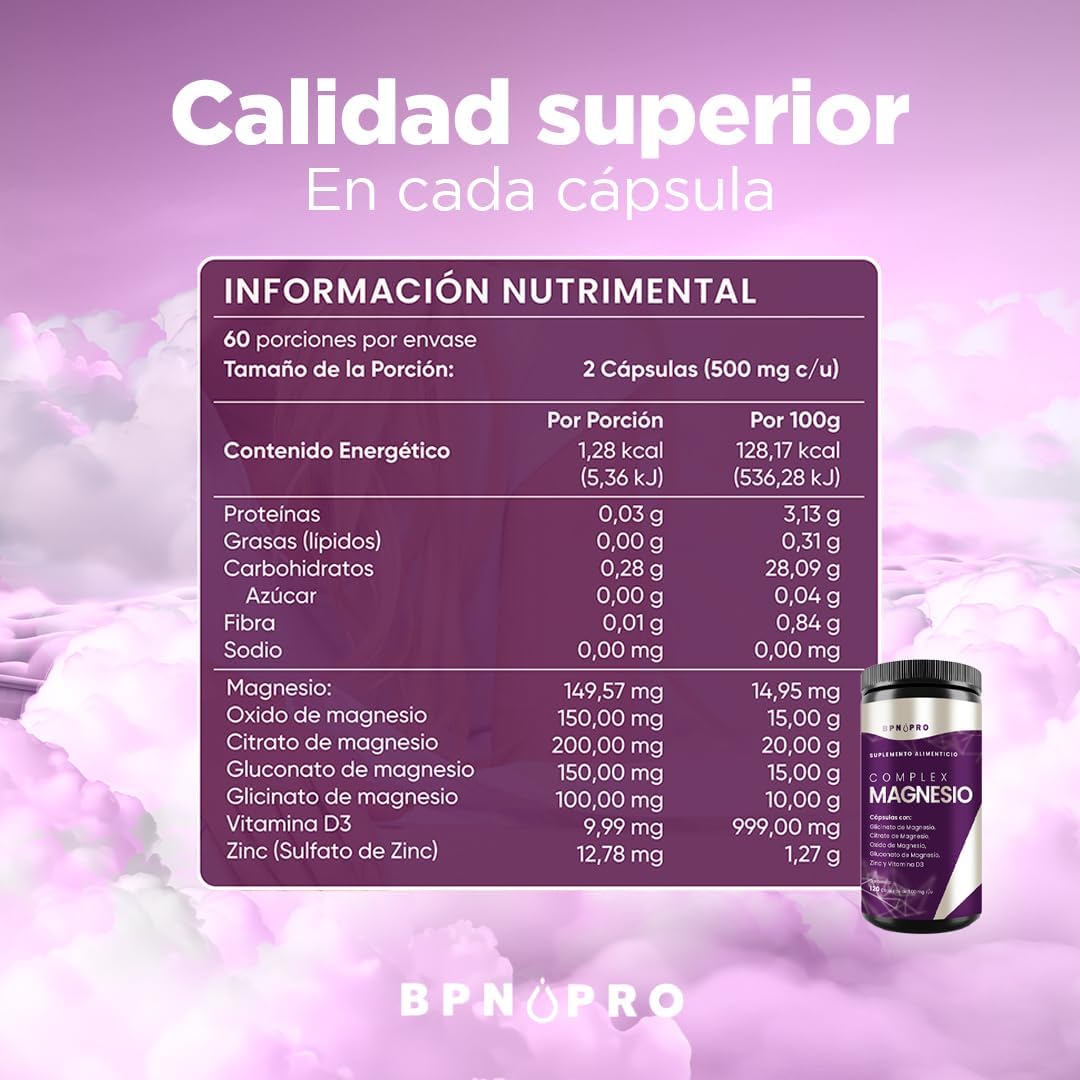 Magnesio Complex Citrato Oxido Gluconato Zinc Vitamina D3.