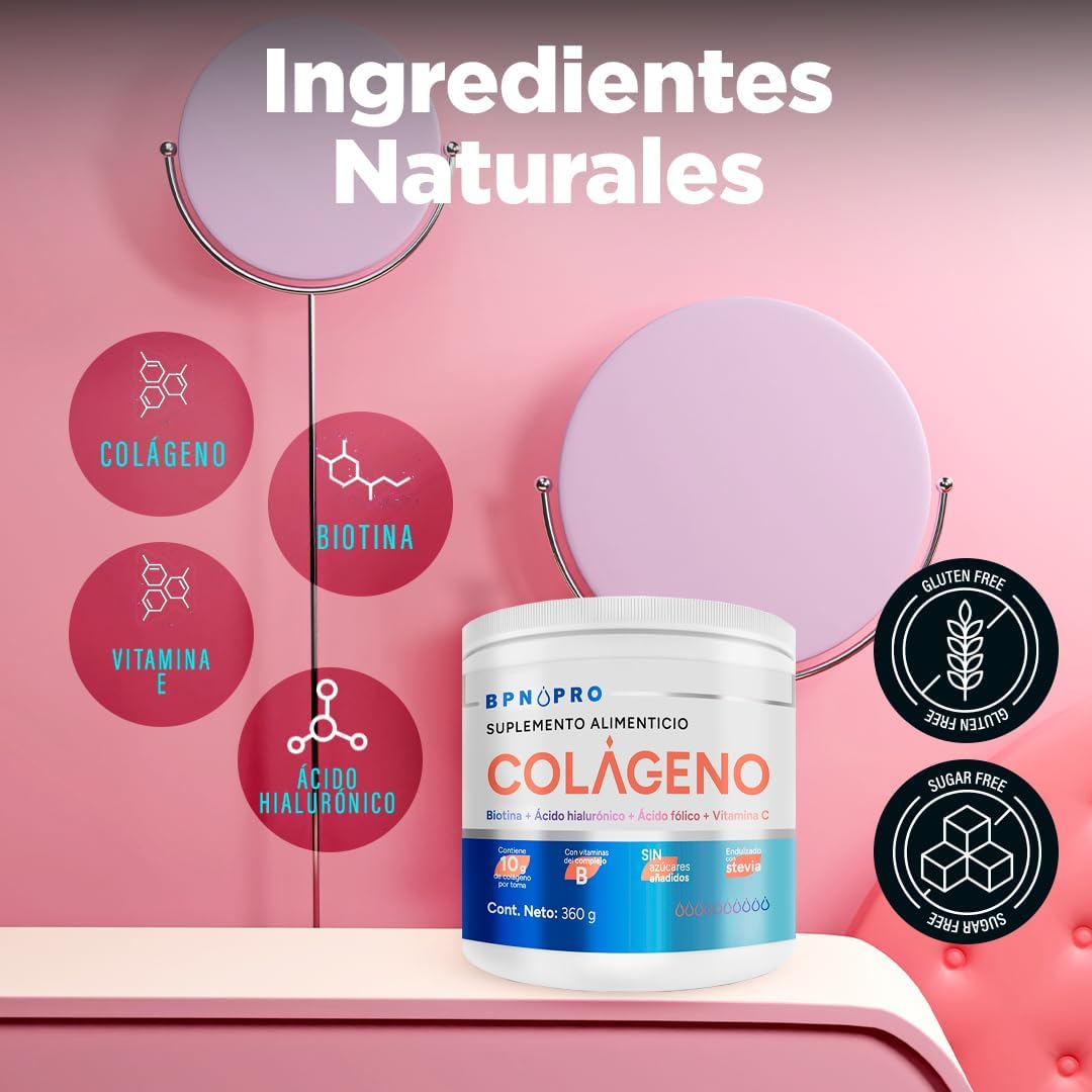 Colágeno Hidrolizado En Polvo Ácido Hialurónico Ácido Fólico Sin Sabor .