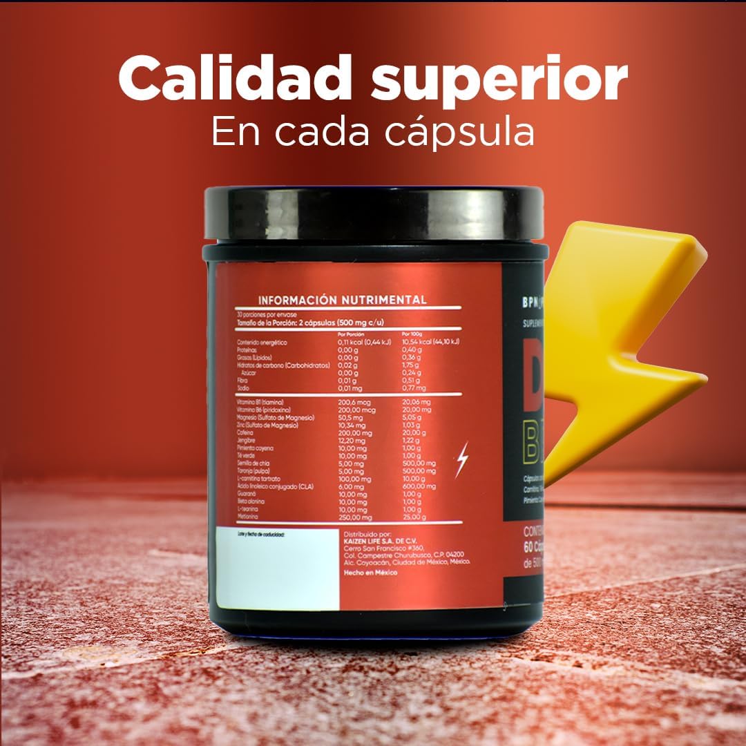 Termogénico Natural Carnitina Cafeina Cla Guarana Impulso de Energía y Soporte de Objetivos.