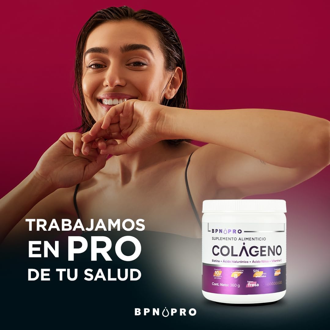 Colágeno Hidrolizado En Polvo Ácido Hialurónico Ácido Fólico Sabor Fresa.