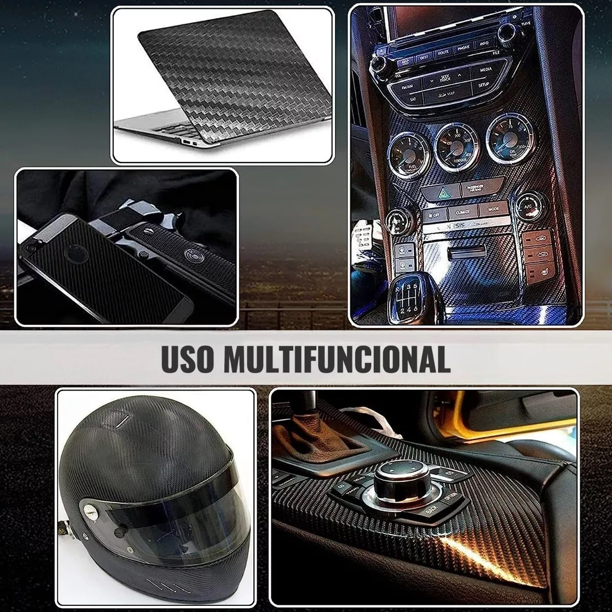 Vinil Automotriz Fibra De Carbono Impermeable 30cmx300cm 7d.