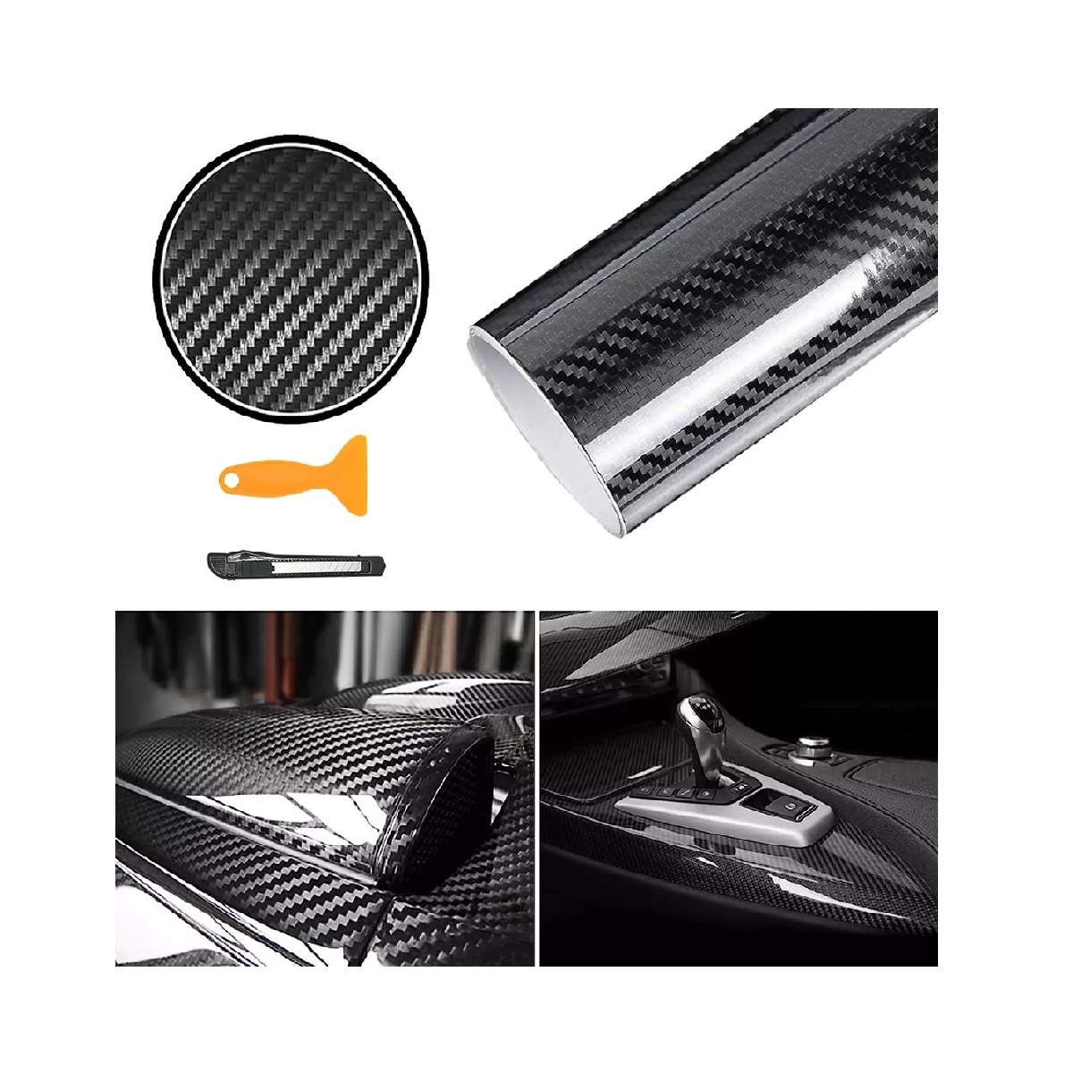 Vinil Automotriz Fibra De Carbono Impermeable 30cmx300cm 7d.