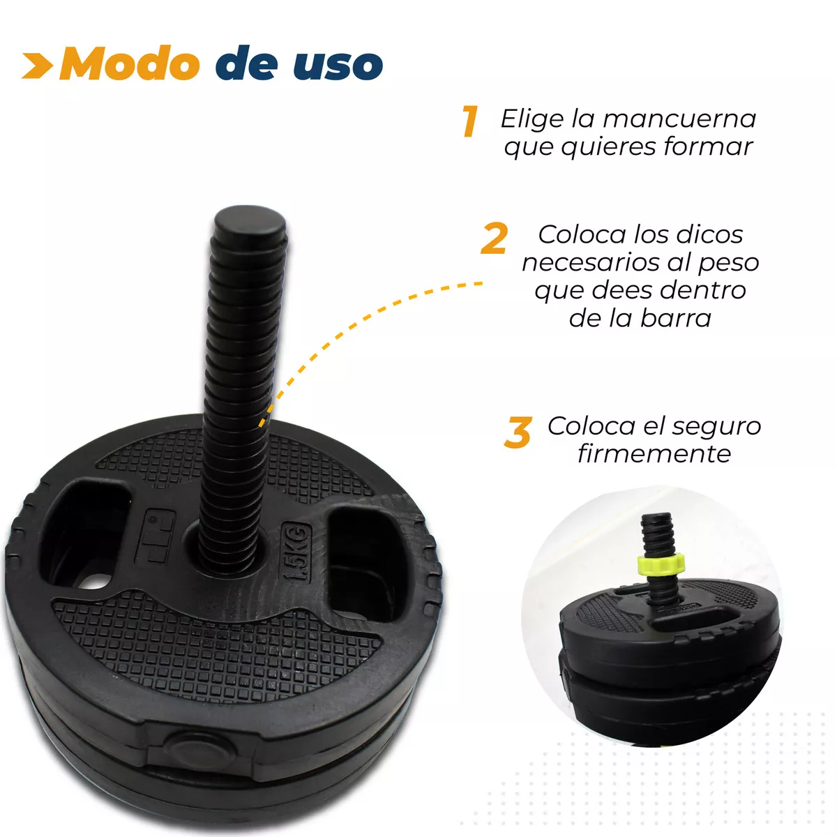 Kit Set De Mancuernas Ajustables Pesas Alta Calidad 20kg Gym Color Negro.