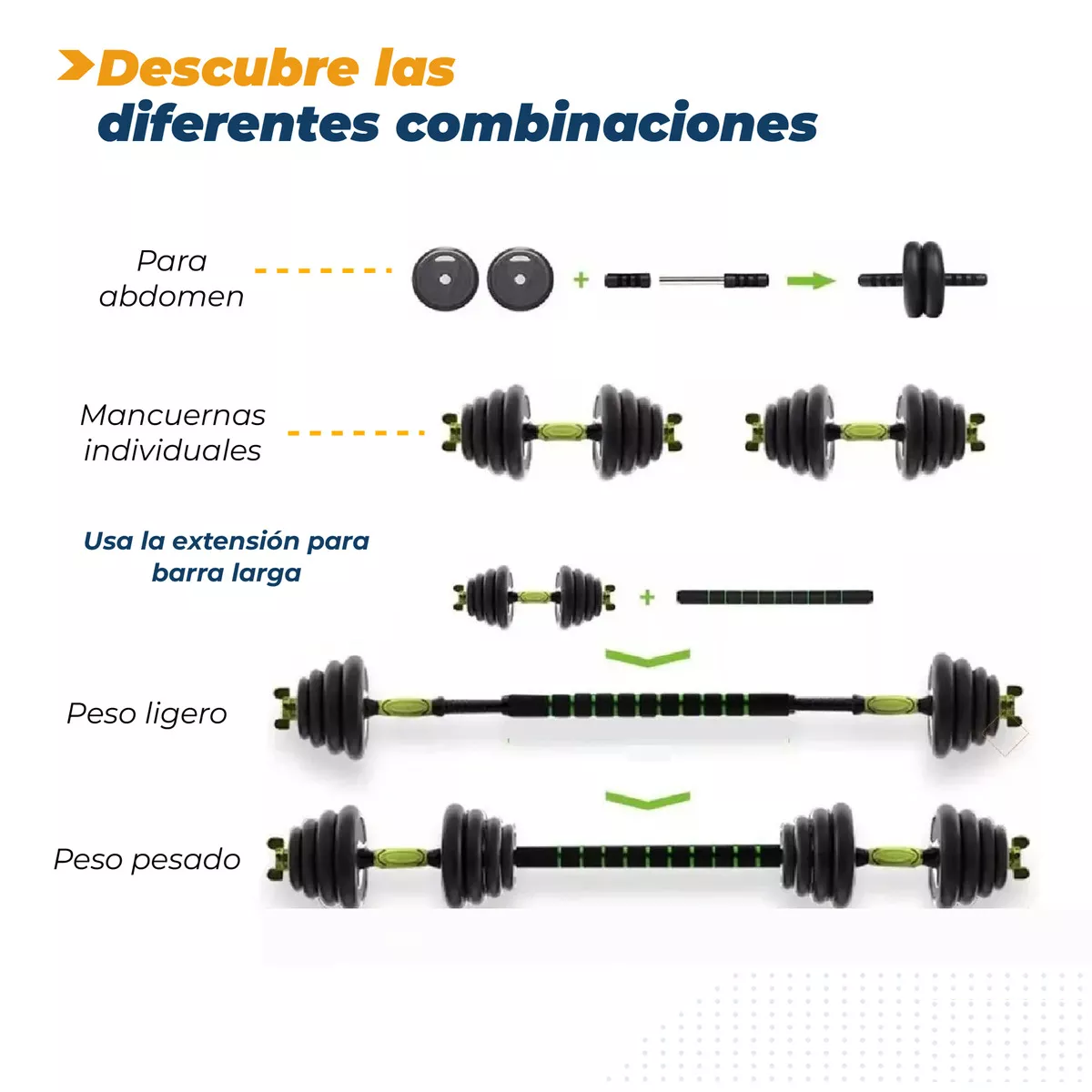 Kit Set De Mancuernas Ajustables Pesas Alta Calidad 20kg Gym Color Negro.