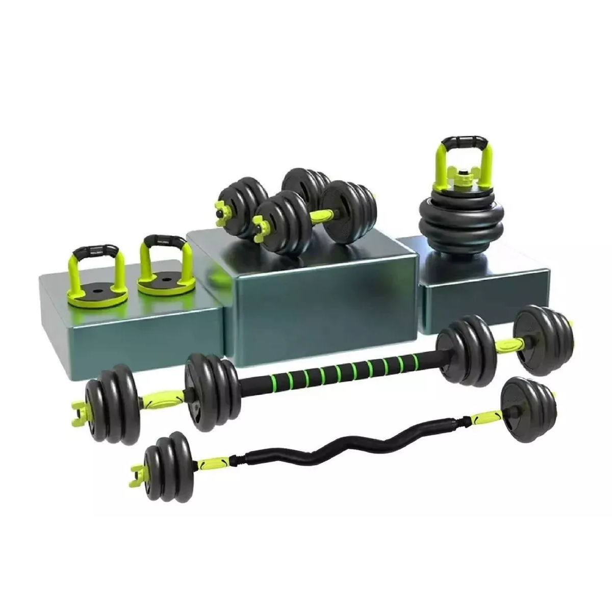 Kit Set De Mancuernas Ajustables Pesas Alta Calidad 20kg Gym Color Negro.