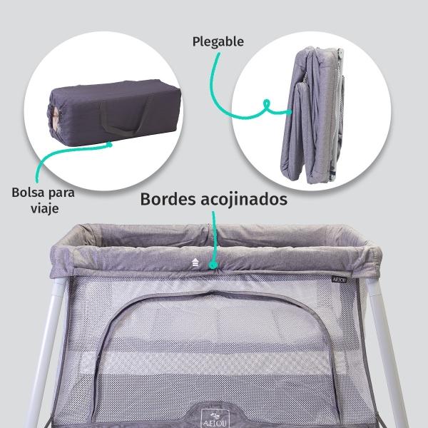 Cuna Corral Bebe Aeiou Bc003 Cambiador Vibrador Mosquitero Beige.