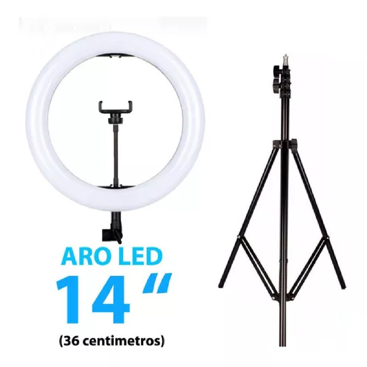 Aro de luz led 14 pulgadas blanco con tripie