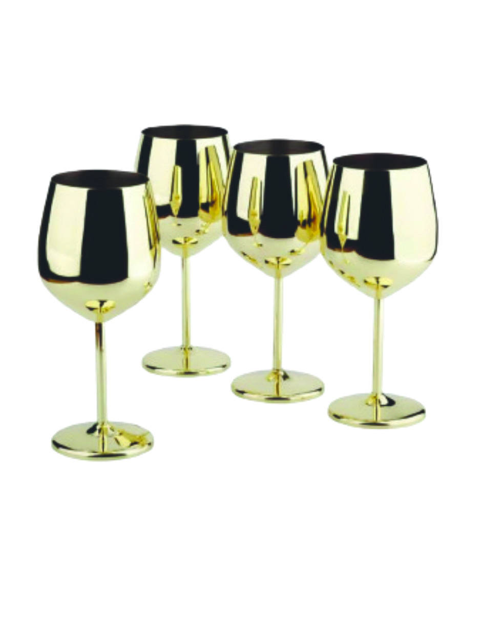 Set De Copas Vino Elegante Acero Inoxidable 4 Pz