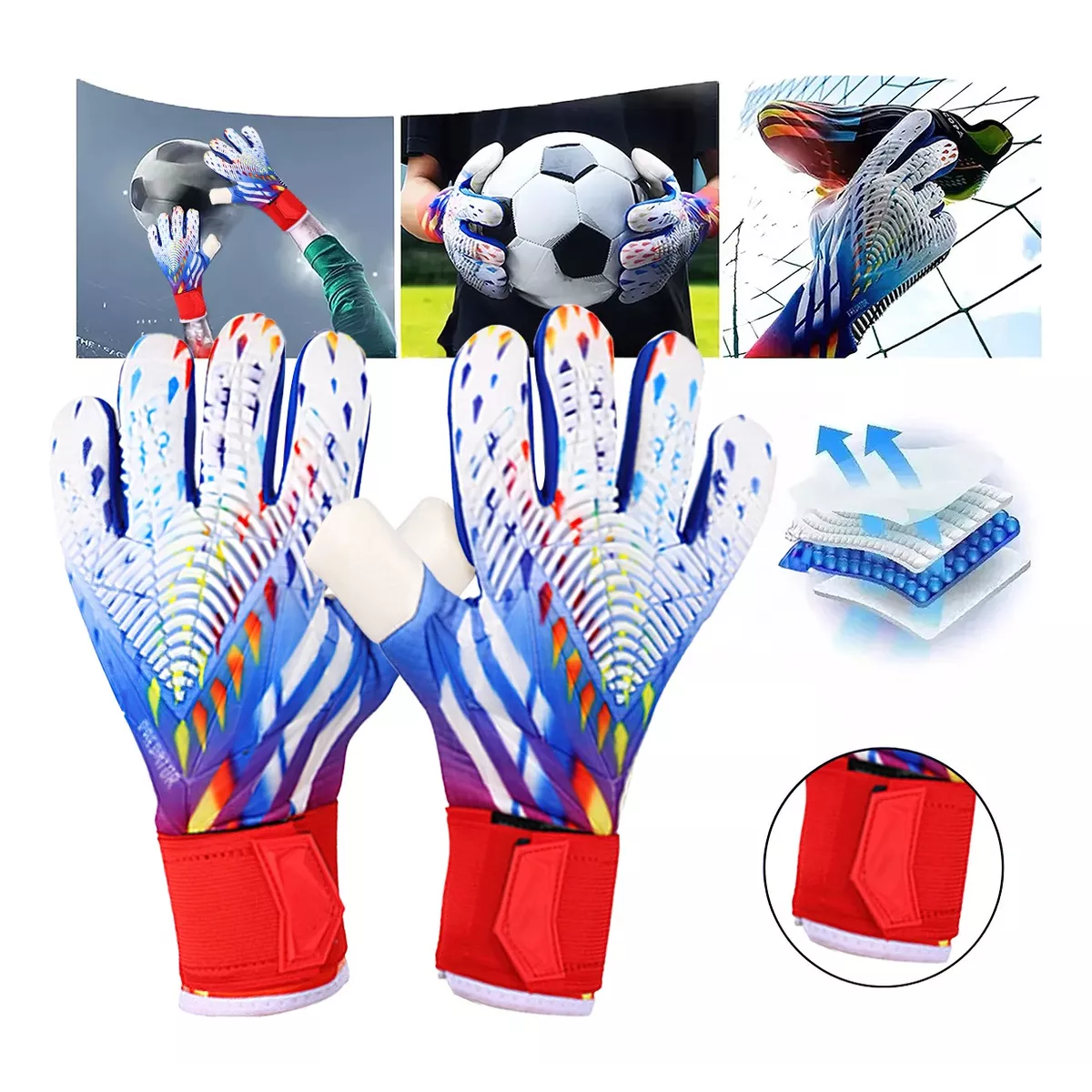 Guantes De Portero Fútbol Soccer Antidesliz Espesamiento Talla 7.