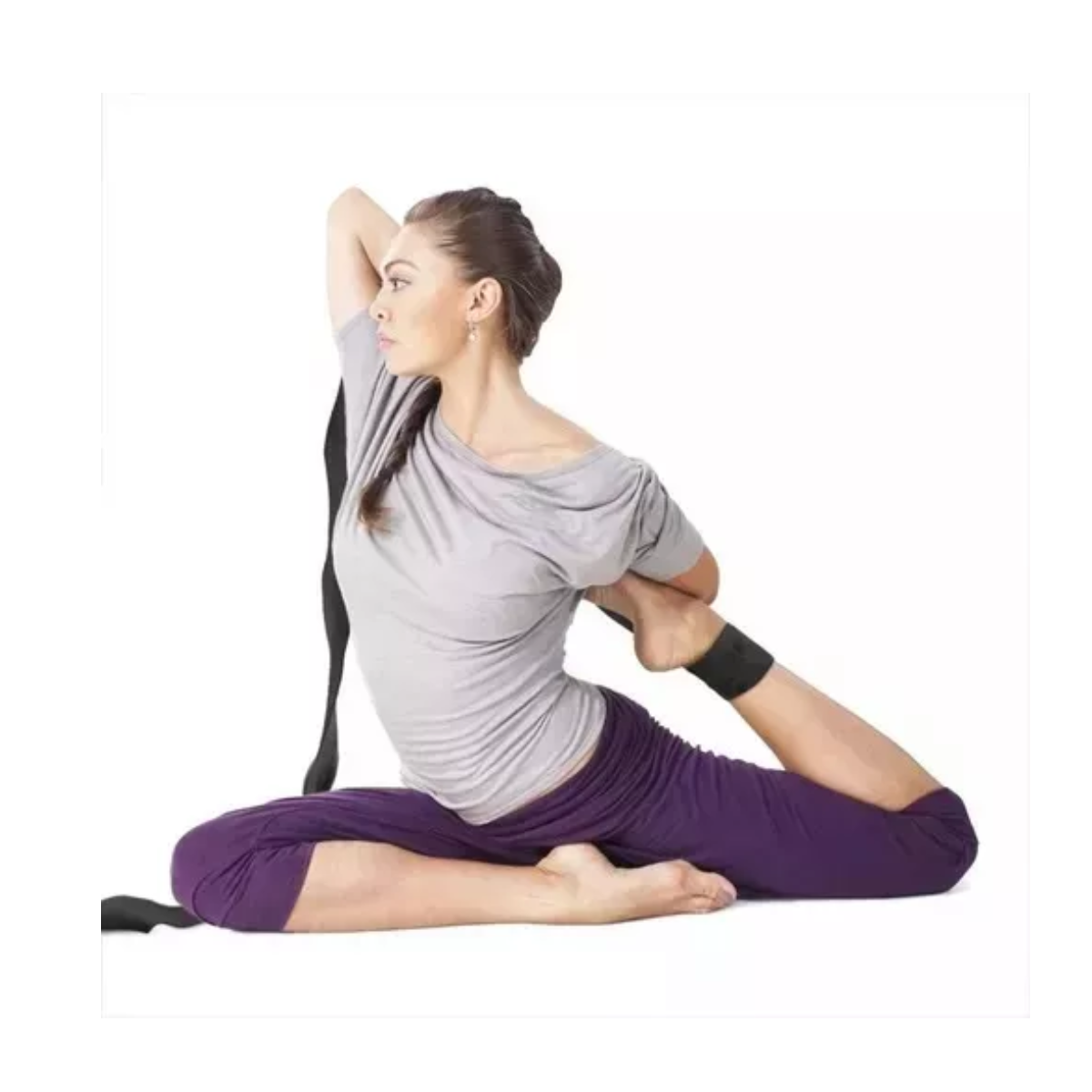 Set 3 Cinturons Para Yoga Cinturon De Pilates Estirar Morado.