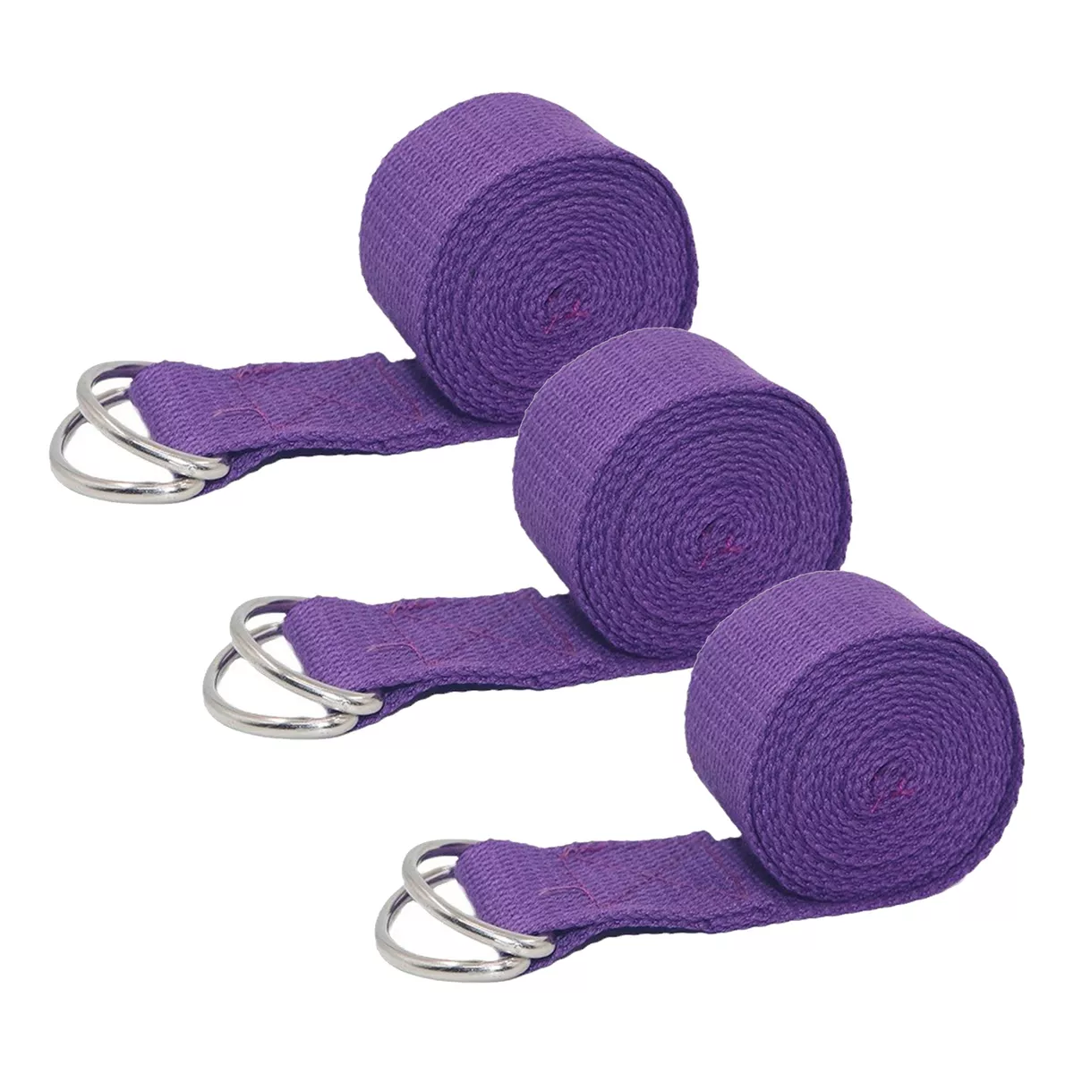 Set 3 Cinturons Para Yoga Cinturon De Pilates Estirar Morado.