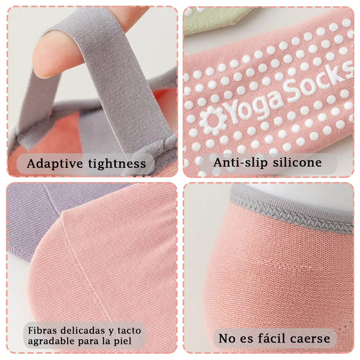 Calcetines De Yoga Danza Pilates Antiderrapantes 6 Piezas.