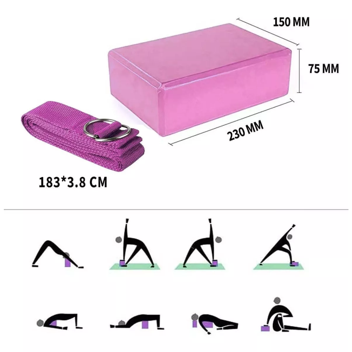 Kit Ejercicio Pelota Pilates Bloques Yoga Bandas Resistencia Rosa.