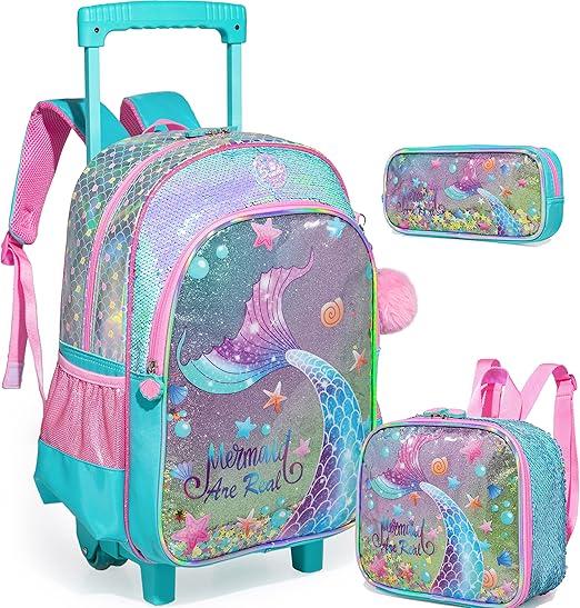 A ZBAOGTW Mochila con ruedas para ninas y ninos mochila con ruedas para la escuela carrito