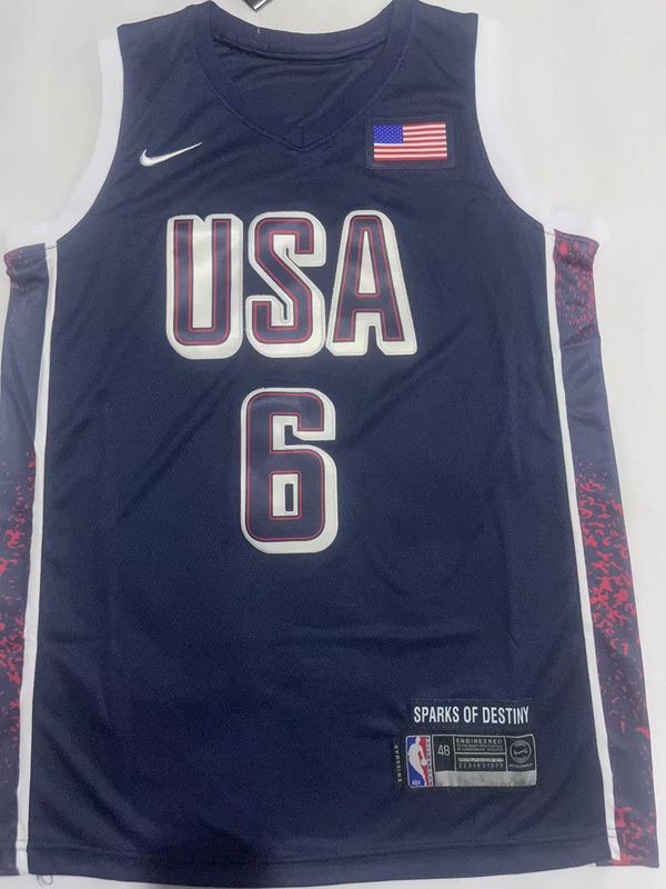 Nuevo Jersey Dream Team USA Juegos Olimpicos Olimpiadas Paris 2024 Lebron James 6 Azul Talla XXL
