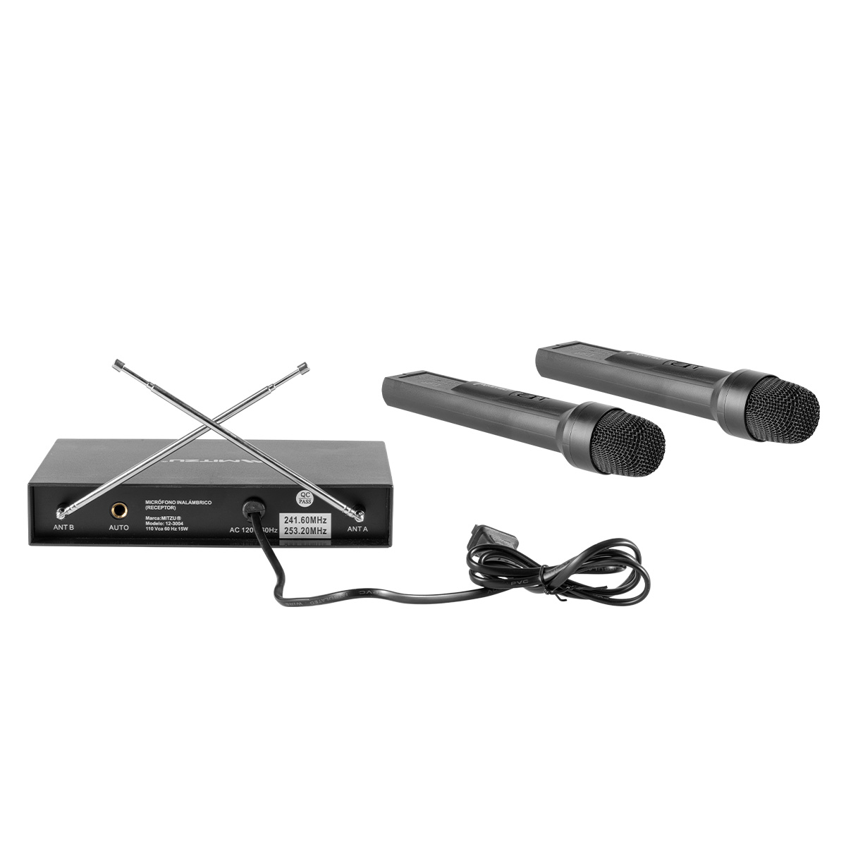 Microfonos Inalambricos Vhf Mitzu Con Base Receptora 12-3004.