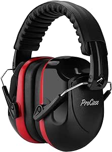 A Procase Orejeras contra Ruido, Protector Auditivo NRR 28 dB Cancelación de Ruidos Profesional Earmuff para Protección del Oído en Campo de Disparo Temporada de Caza y Lugar Ruidoso -Rojo.