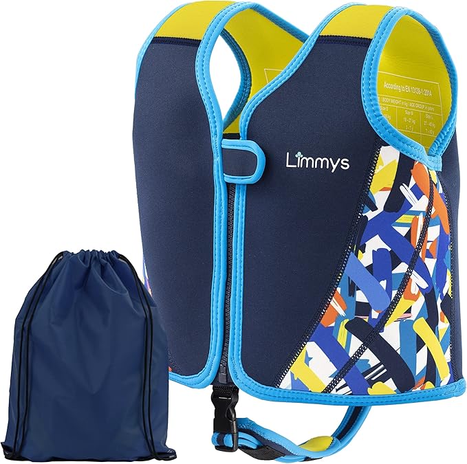 Limmys Chaleco de Natación de Neopreno de la Marca Premium para Niños - Flotador para el Aprendizaje de la Natación Ideal para Niños - Incluye una Bolsa con Cordón Extra.