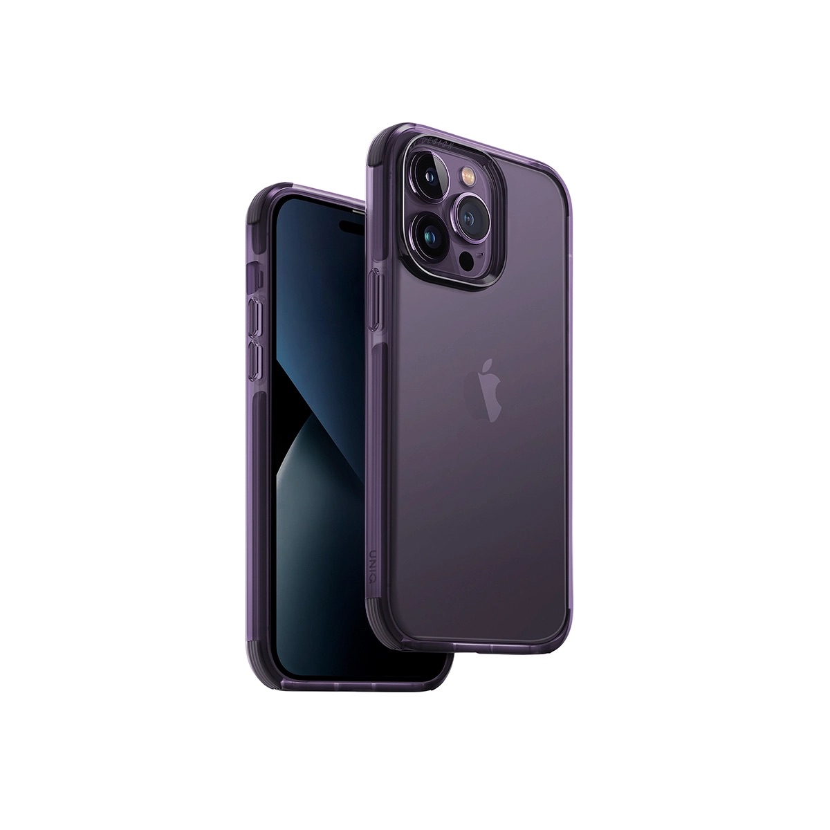 Funda Híbrida iPhone 14 Pro Combat Transparente/Morado Uniq.