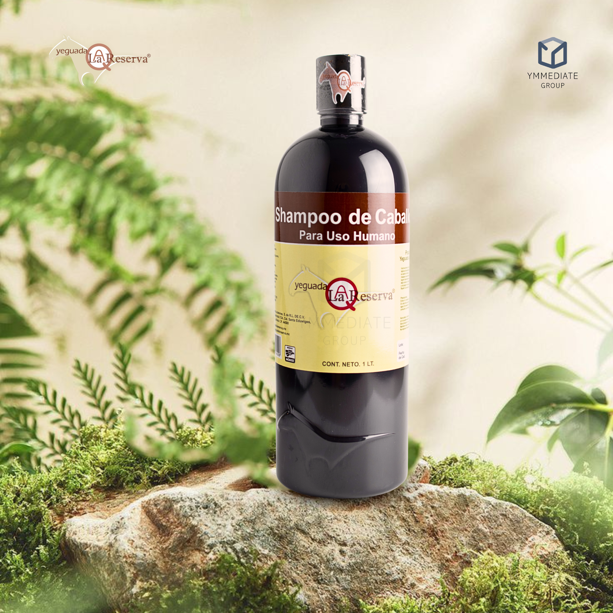 Shampoo de Caballo NEGRO para Uso Humano, Yeguada la Reserva. Ideal para Todo Tipo de Cabello. Estimula el Crecimiento, Fortalecimiento y Brillo . 1 L (2 Botellas)