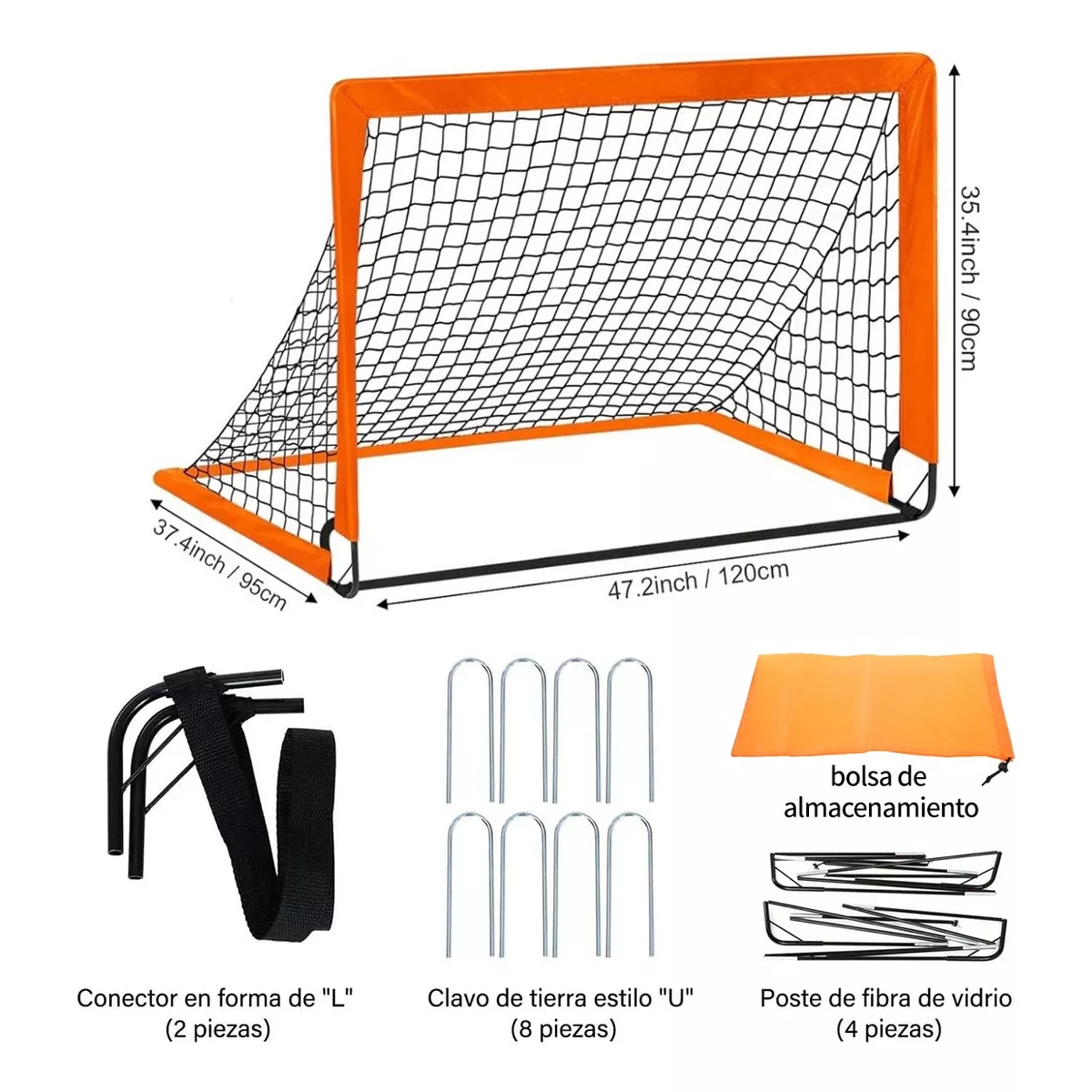 2 Porterías De Fútbol Para Niños 120*90cm Plegable Portátil.
