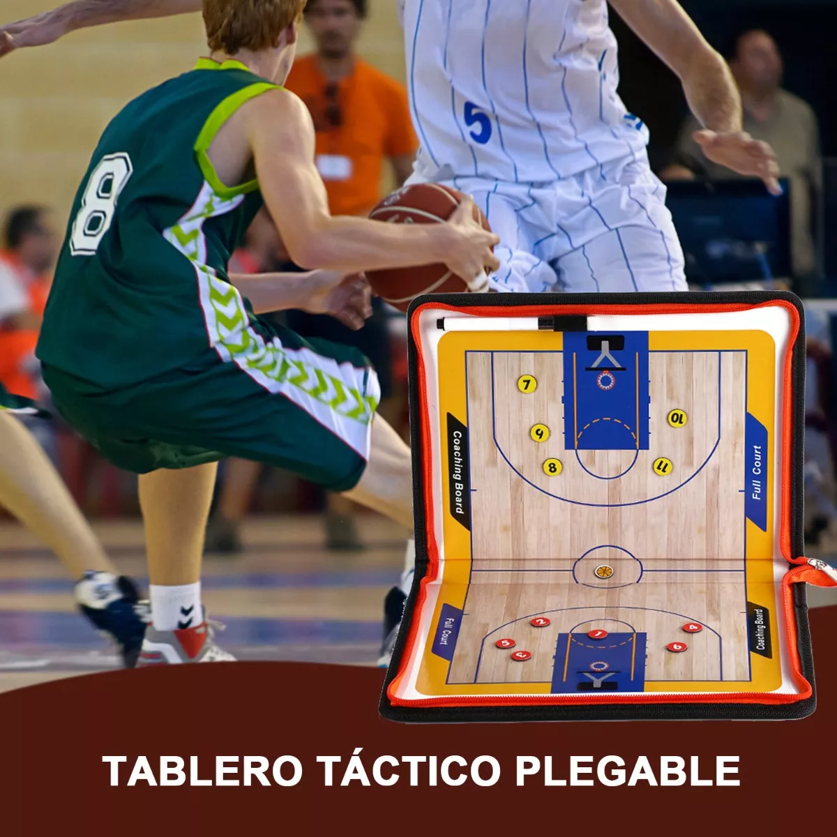 Tablas Tácticas De Basquetbol Imantada Con Marcador Y Fichas.