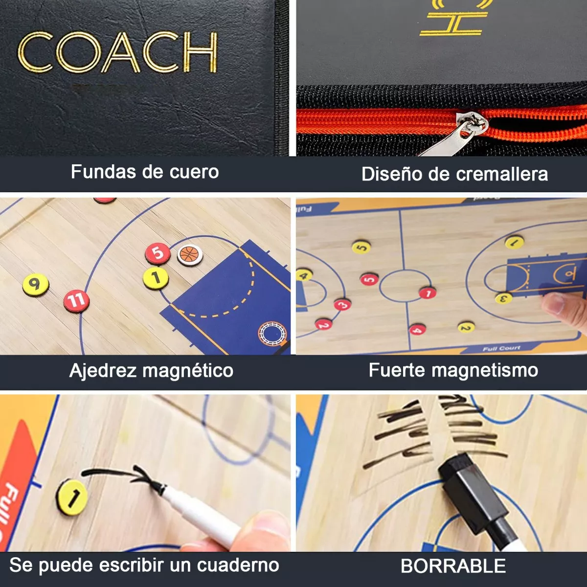 Tablas Tácticas De Basquetbol Imantada Con Marcador Y Fichas.