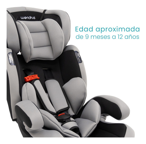 Autoasiento Seguridad Silla Niño 9m A 12 Años Coche Carro Color Negro/Gris Unisex.