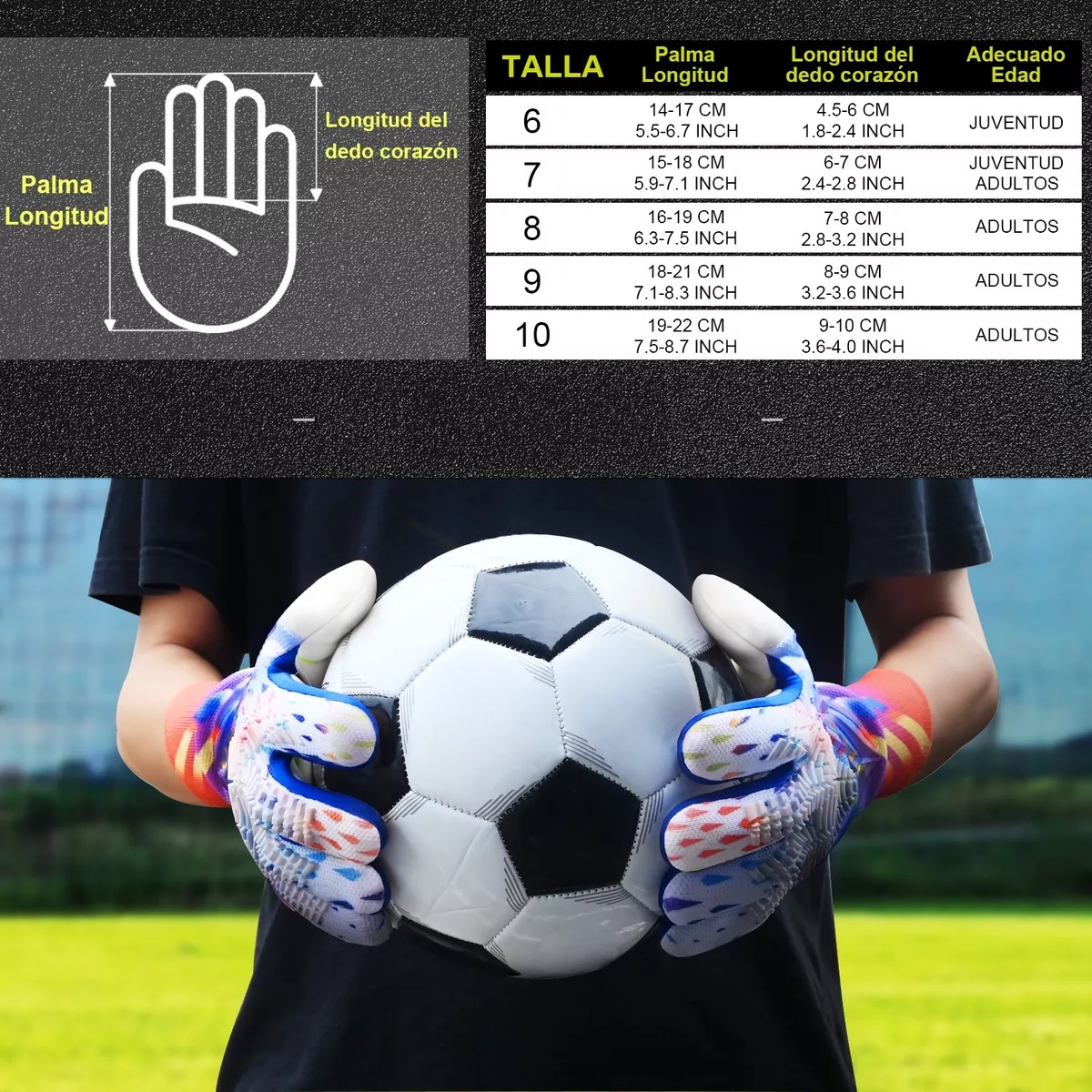 Guantes De Portero De Fútbol Respirables Antideslizante  Talla 6.