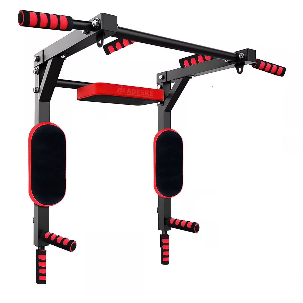 Barra 8en1 Dominadas Multifunciona Ejercicio Gym Calistenia Negro c/Rojo.