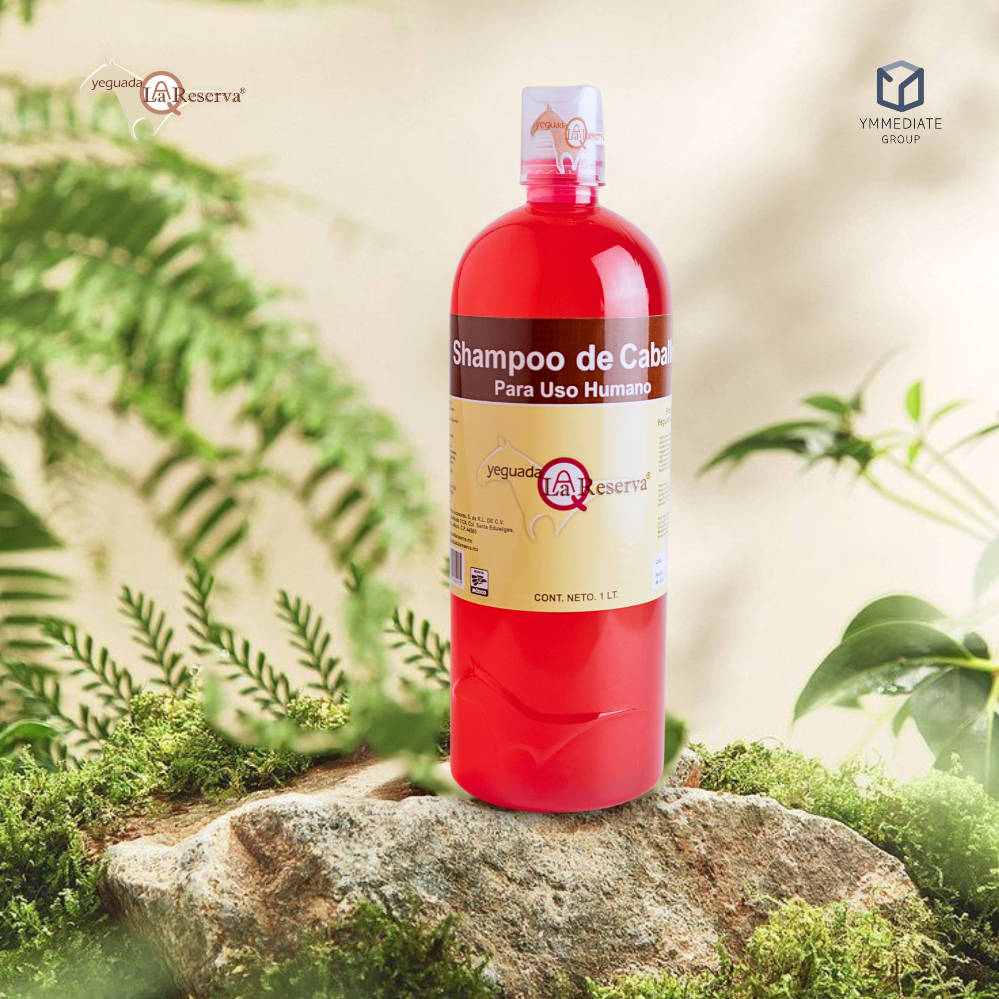Shampoo de Caballo para Uso Humano, Yeguada la Reserva Presentación Roja Para Cabello Virgen 1LT "El Original"